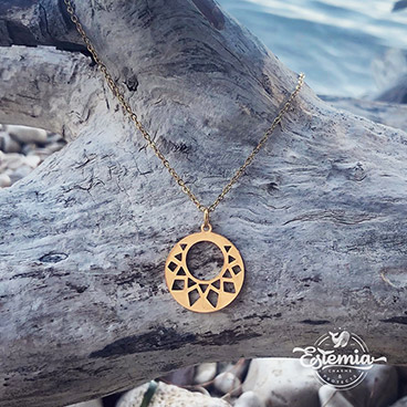 Řetízek z chirurgické oceli s přívěskem zlatého slunce