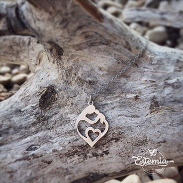 Náhrdelník z chirurgické oceli matka a dítě v srdci