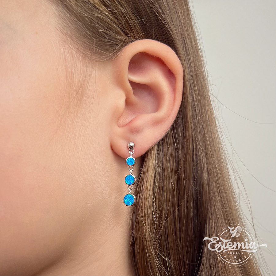 Stříbrné náušnice s opálem visací - Ag925