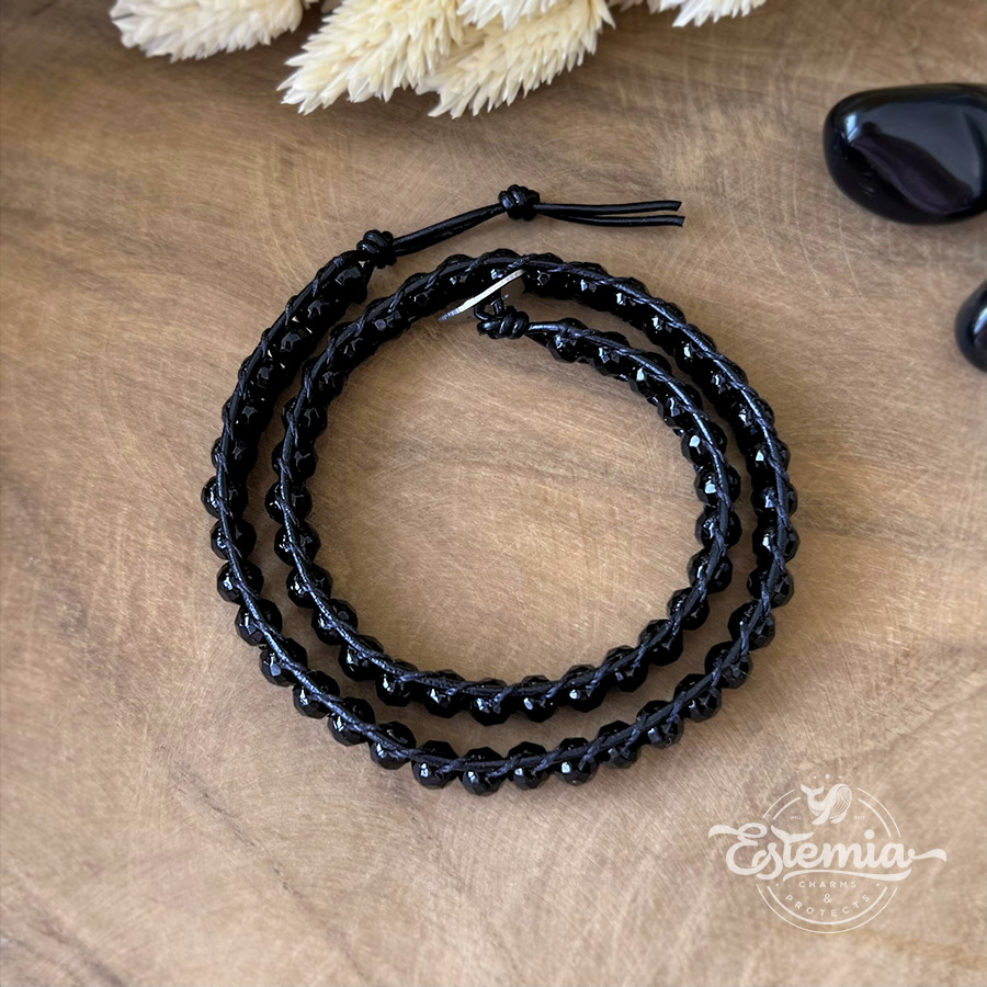 Dvojitý wrap náramek z broušeného onyxu