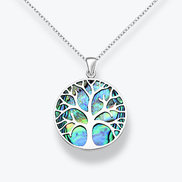 Stříbrný náhrdelník Strom života s mušlí paua - Ag925