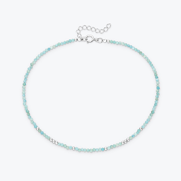 Nákotník z amazonitu se stříbrnými korálky - Ag925