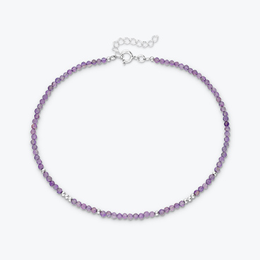Nákotník z ametystu se stříbrnými korálky - Ag925