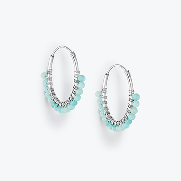 Stříbrné náušnice kruhy s amazonitem - Ag925