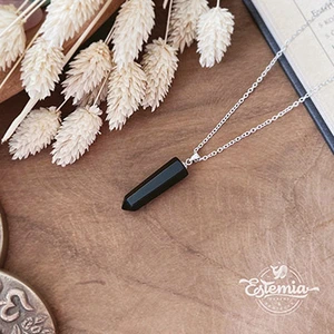 Stříbrný řetízek krystal Obsidián - Ag925