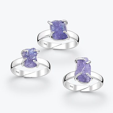 Stříbrný prsten Tanzanit raw nastavitelný - Ag925