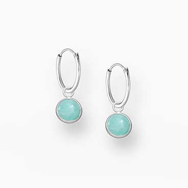 Stříbrné náušnice kroužky s amazonitem - Ag925