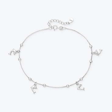 Stříbrný řetízek na nohu Delfíni - Ag925