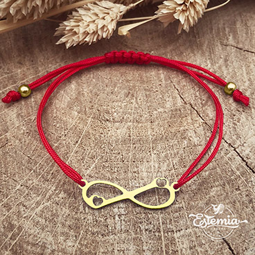 Ochranný kabbalah náramek s přívěskem nekonečna z chirurgické oceli ve zlaté povrchové úpravě