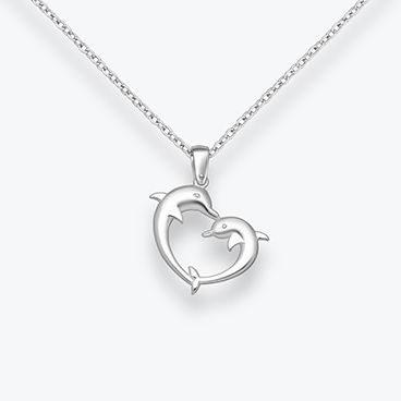 Stříbrný řetízek Delfíni srdce - Ag925