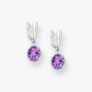 Stříbrné náušnice s broušeným ametystem - Ag925
