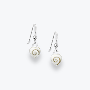 Stříbrné náušnice Srdce s mušlí shiva - Ag925