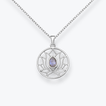 Stříbrný řetízek Lotos s labradoritem - Ag925