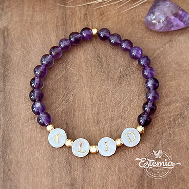 Náramek z ametystu KLID (libovolný text či jméno)