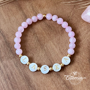 Náramek z růženínu s nápisem LÁSKA (libovolný text či jméno)