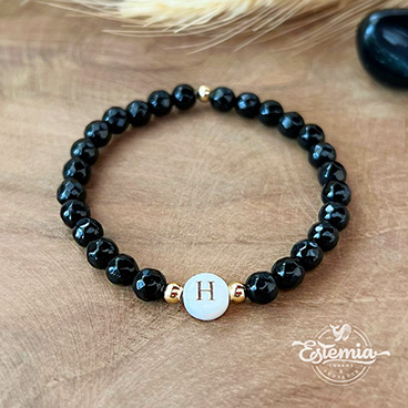 Náramek z onyxu s písmenem na přání