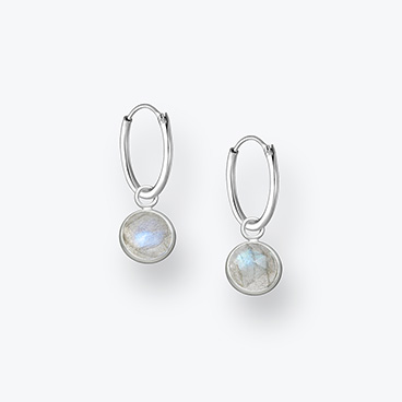 Stříbrné náušnice kroužky s labradoritem - Ag925