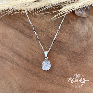 Stříbrný řetízek z křišťálu Kapka - Ag925