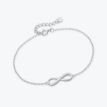 Stříbrný náramek Nekonečno se zirkony - Ag925