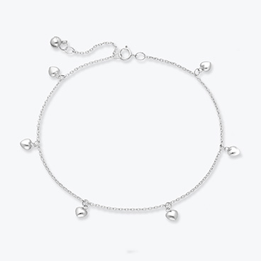 Stříbrný řetízek na nohu Srdíčka - Ag925