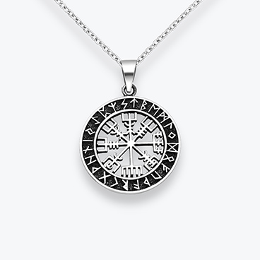 Stříbrný řetízek Vegvísir s runami prořezávaný - Ag925