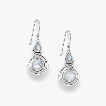 Stříbrné náušnice s měsíčním kamenem Spirála - Ag925