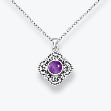 Stříbrný řetízek Květ s ametystem - Ag925