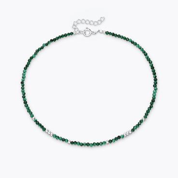 Nákotník z malachitu se stříbrnými korálky - Ag925