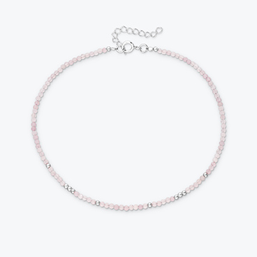 Nákotník z růženínu se stříbrnými korálky - Ag925