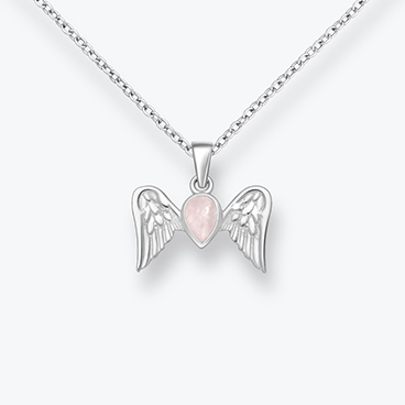 Stříbrný řetízek Andělská křídla s růženínem - Ag925