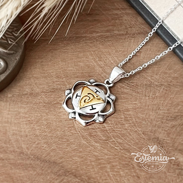 Stříbrno-zlatý řetízek Solar plexus čakra - Ag925