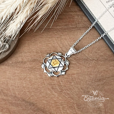 Stříbrno-zlatý řetízek Srdeční čakra - Ag925