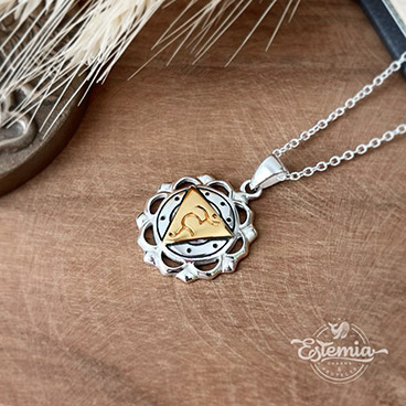 Stříbrno-zlatý řetízek Krční čakra - Ag925