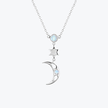 Stříbrný řetízek s měsíčním kamenem Midnight - Ag925