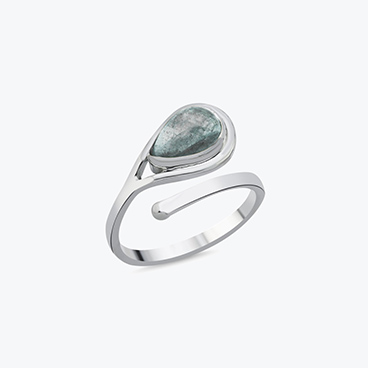 Stříbrný prsten s labradoritem Kapka nastavitelný - Ag925