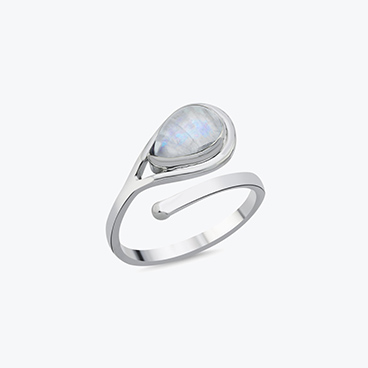 Stříbrný prsten s měsíčním kamenem Kapka nastavitelný - Ag925