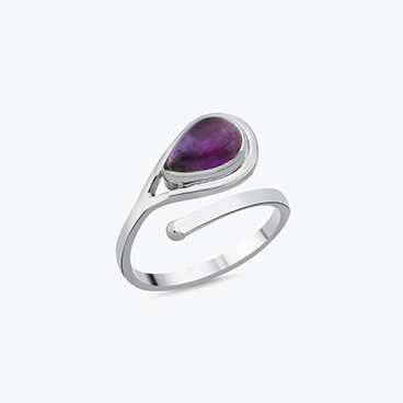 Stříbrný prsten s ametystem Kapka nastavitelný - Ag925