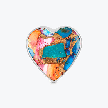 Stříbrný prsten s tyrkysem a mušlemi Srdce oceánu nastavitelný - Ag925