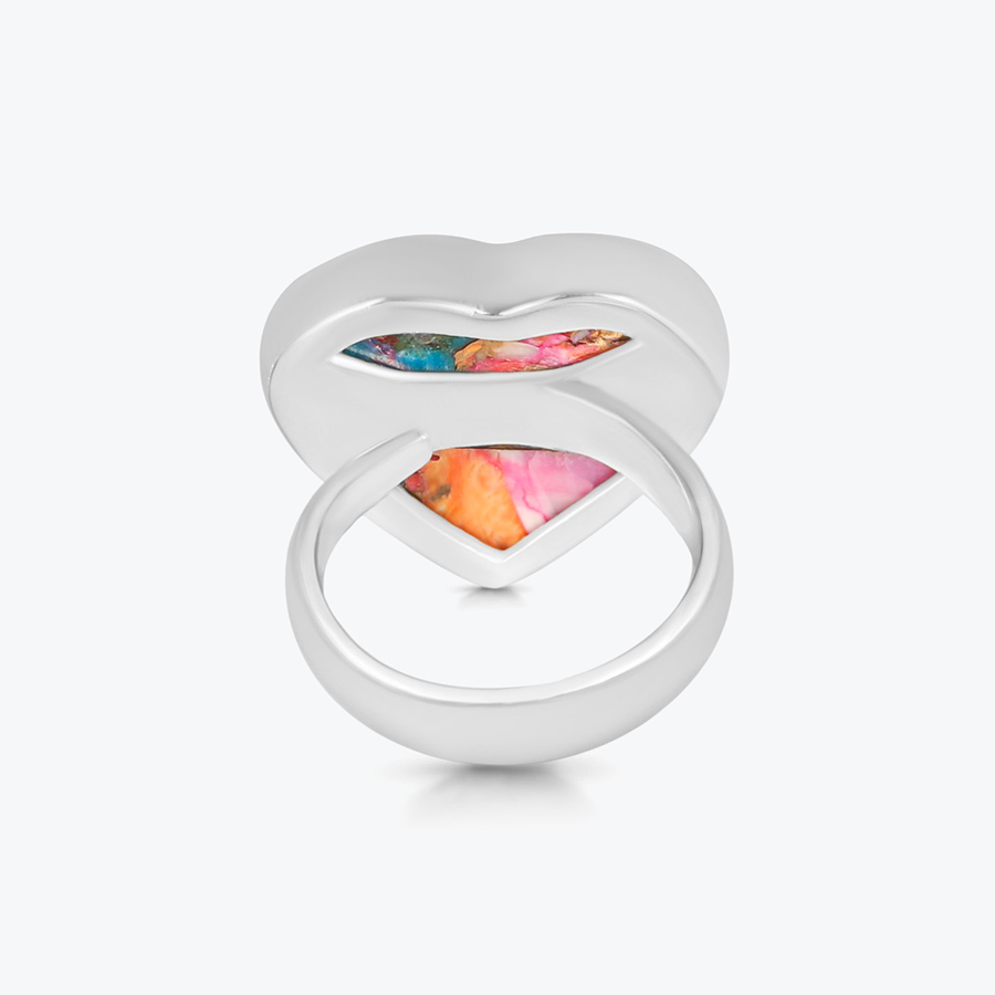 Stříbrný prsten s tyrkysem a mušlemi Srdce oceánu nastavitelný - Ag925