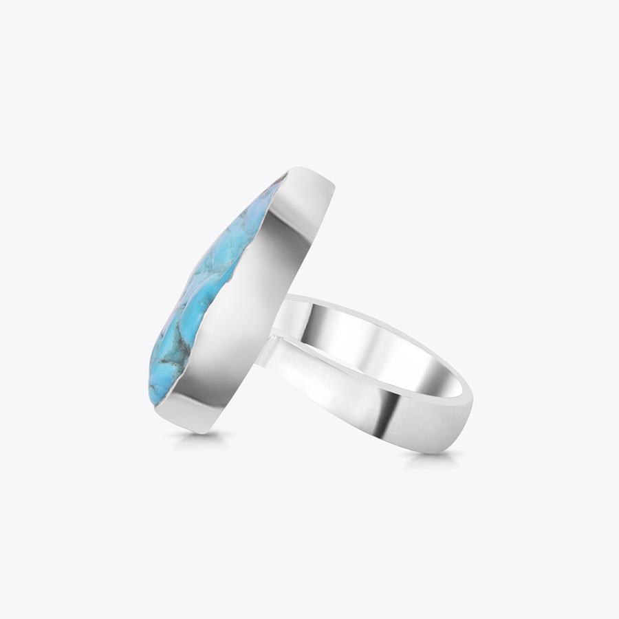 Stříbrný prsten s tyrkysem raw nastavitelný - Ag925