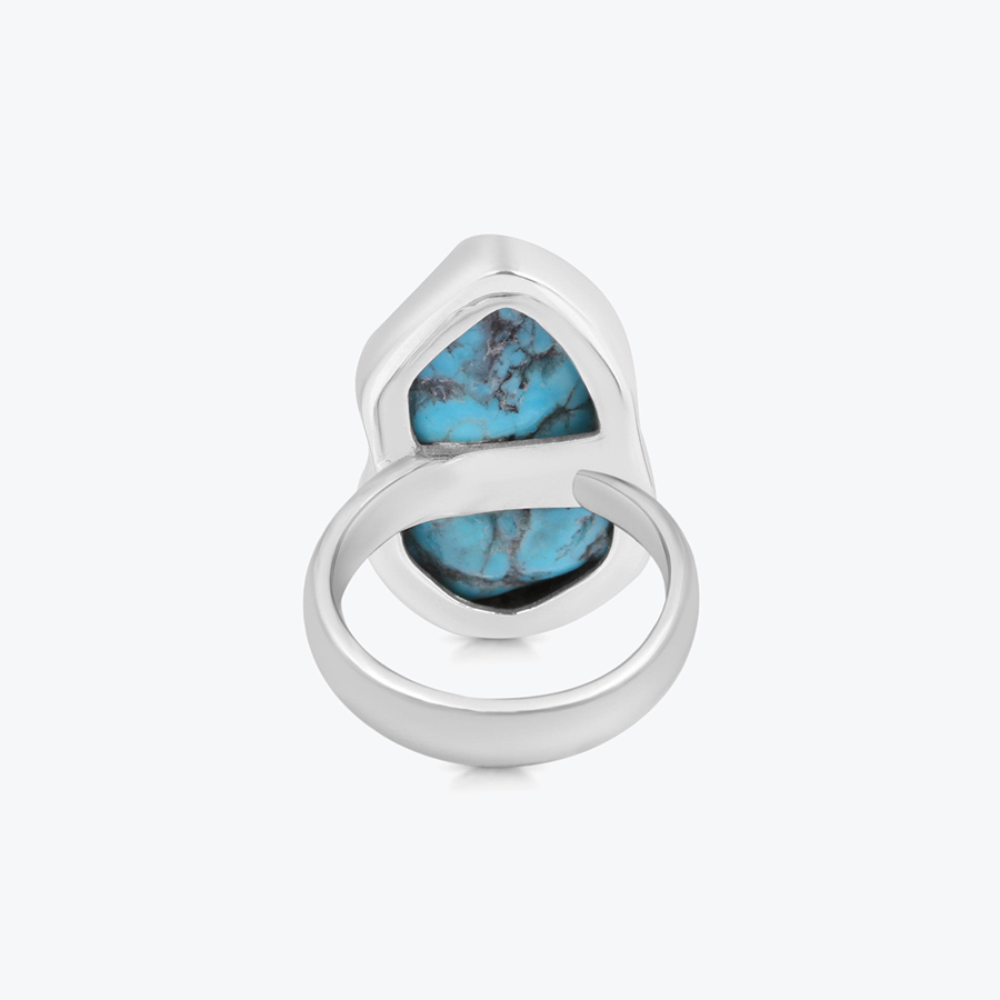 Stříbrný prsten s tyrkysem raw nastavitelný - Ag925
