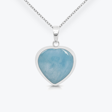 Stříbrný řetízek s akvamarínem Srdce - Ag925