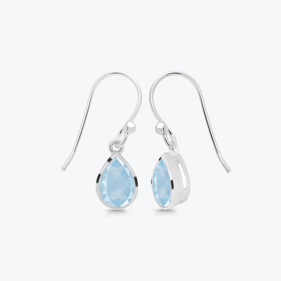 Stříbrné náušnice s akvamarínem Kapka - Ag925