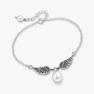 Stříbrný náramek s perlou Andělská křídla - Ag925
