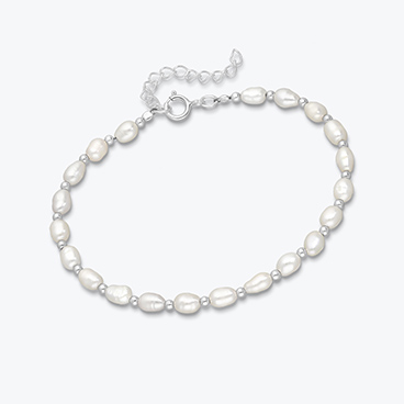 Perlový náramek se stříbrnými korálky - Ag925