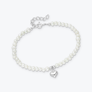 Perlový náramek se stříbrným srdíčkem - Ag925