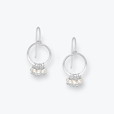 Stříbrné náušnice kroužky s perlami - Ag925