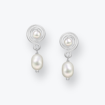 Stříbrné náušnice s perlou Spirála - Ag925