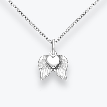Stříbrný řetízek Andělská křídla a srdce - Ag925