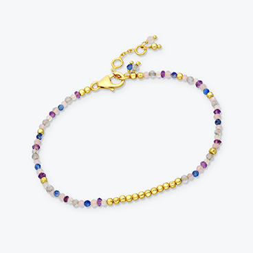 Pozlacený stříbrný náramek z minerálů Aura - Ag925